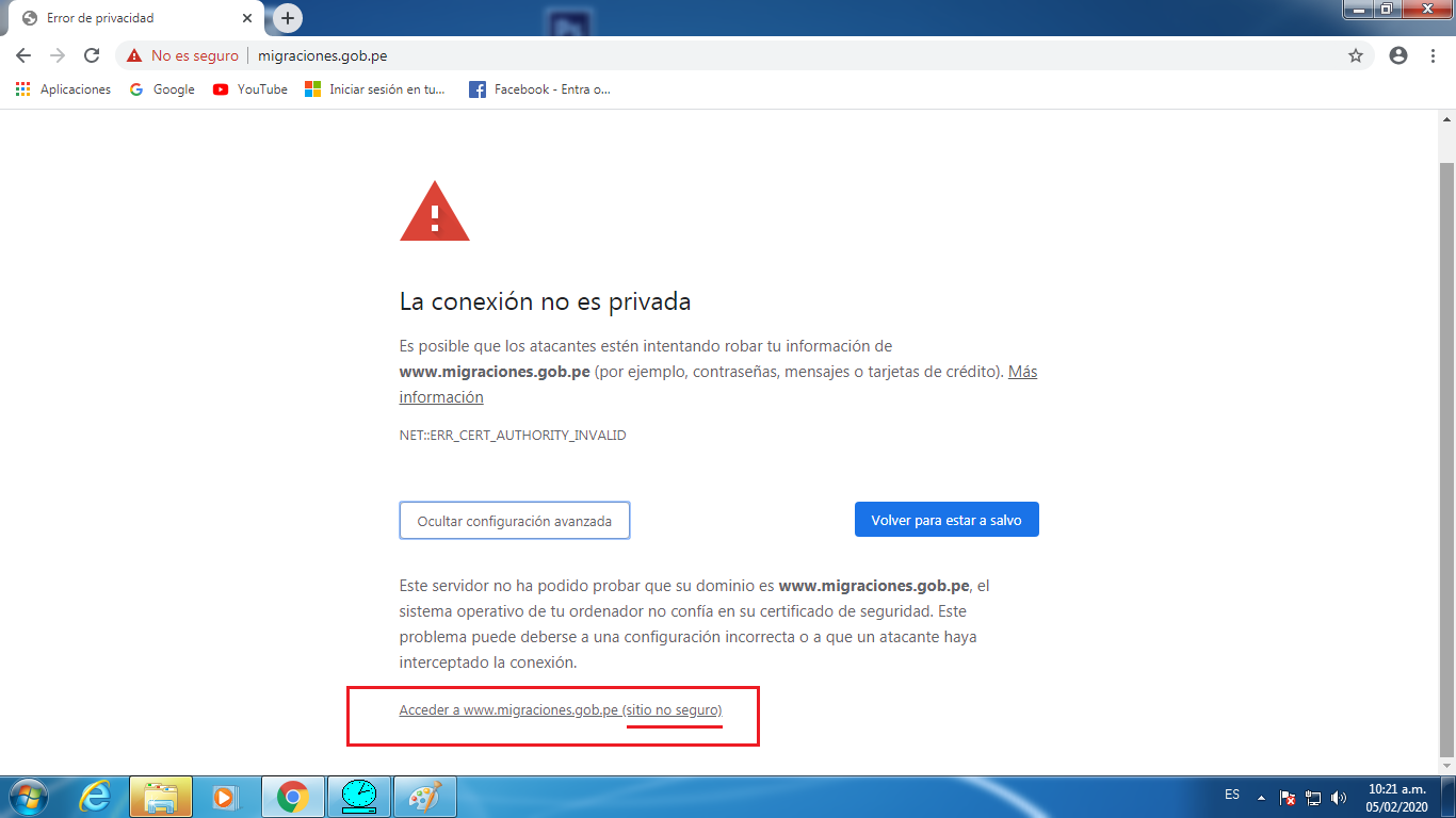 �Qu�
                          sorpresa! La p�gina del Ministerio de
                          Migraciones es calificada por unos programas
                          de antiviso como "insegura": No es
                          seguro