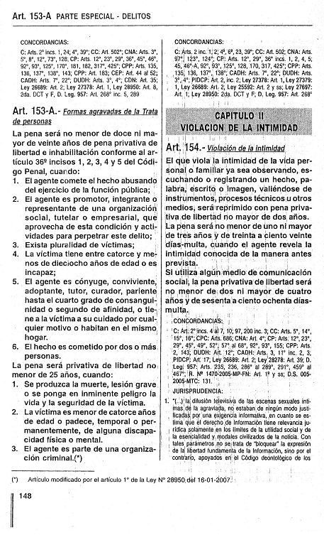 C�digo penal, art�culos 154-156,
                            violaci�n de la intimidad 01