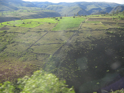 Felder und Andenketten am Hang gegenber