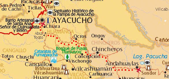 Karte von peru.info
                        mit der kompletten Route zwischen Ayacucho und
                        Andahuaylas