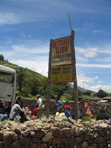 Chumbes, die Tafel beim Rasthalt