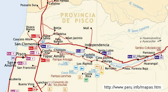 Mapa 02: Pisco y San Clemente, la derivaci�n
                      a Ayacucho