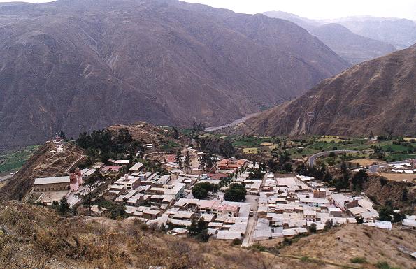 Huaytara mit Panorama mit Sicht ins
                      Huaytara-Tal