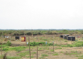 Aguas Verdes, cabinas de pl�stico a la
                          periferia de la ciudad