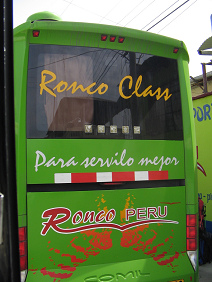 Tumbes, ein Bus der Firma "Ronco"
                        ("Ich schnarche")