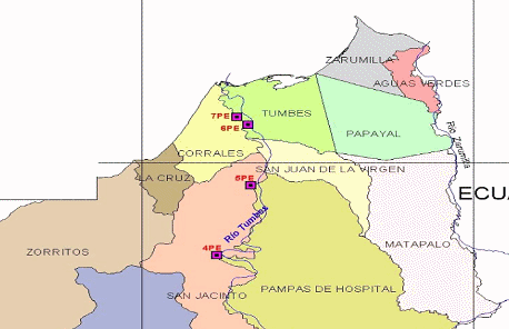 Mapa con los municipios entre
                                  Aguas Verdes y Zorritos