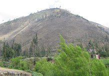 Llanura agraria y un cerro desnudo al fondo