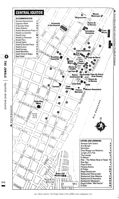 Map of Iquitos with tourist information