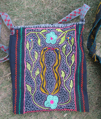 Blaue Tasche mit 2 Anacondas (Privathaus in
                        San Francisco bei Pucallpa, Peru)