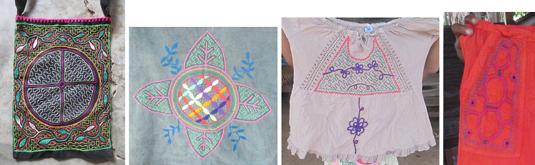 Tejidos con dise�os shipibos
                                      con plantas y tortuga