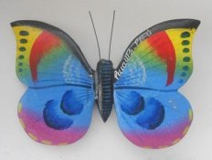 Mariposa peque�a en madera con
                      colores de una puesta del sol - mariposa grande en
                      madera de color principal celeste