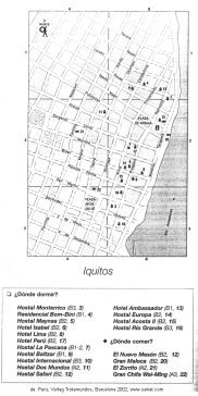 Tourist information about Iquitos
                          (Trottamundos), map with hotels