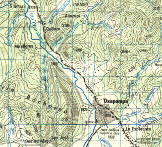 Mapa de la regi�n de Oxapampa 1:100,000 sin
                        Tsachopen; Hoja "Oxapampa", 1:100.000,
                        edici�n: 1-DMA (IGN), serie: J631, hoja: 1849
                        (22-m); Instituto geogr�fico militar; Avenida
                        Aramburu, cuadra 11, Surco, Lima