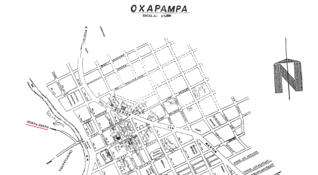 Plan de la ciudad de Oxapampa con la
                          indicaci�n de Nueva Berna con color