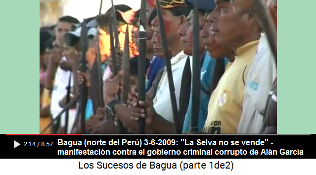 3 de junio 2009: manifestaci�n en Bagua en el
                norte del Per� contra el gobierno corrupto criminal de
                Al�n Garc�a "La Selva no se vende"