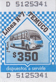 Tiquete del bus
                        urbano de Temuco, l�nea 7