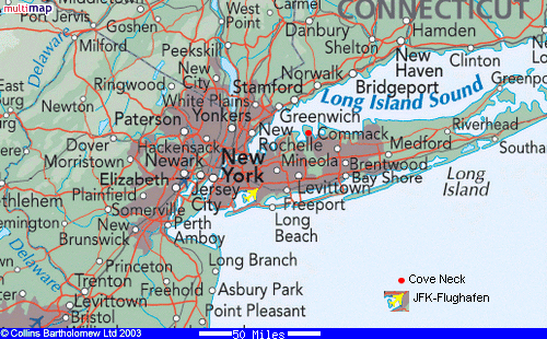 Mapa con
                      la posici�n del pueblo de Cove Neck