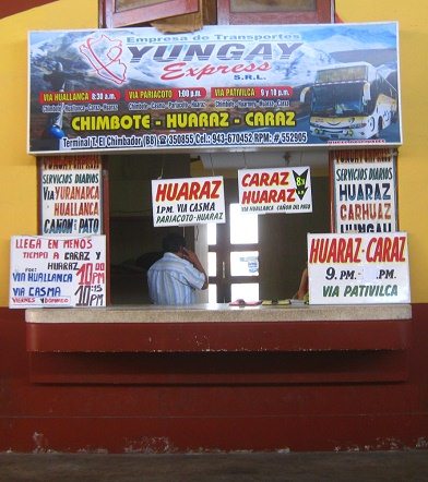 Puesto de la empresa Yungay Express