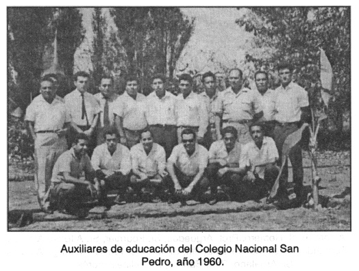 Empleos ("auxiliares") de
                            educaci�n del Colegio Nacional San Pedro,
                            a�o 1960